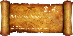 Mahács Alexa névjegykártya